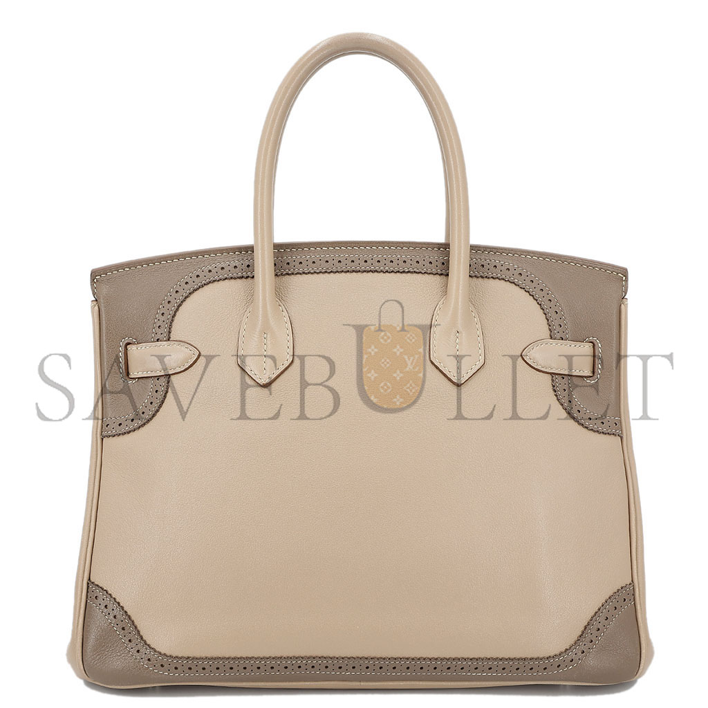 H**mes birkin 30 swift trench coat grey and elephant grey silver buckle 10021 (30*22*15cm)